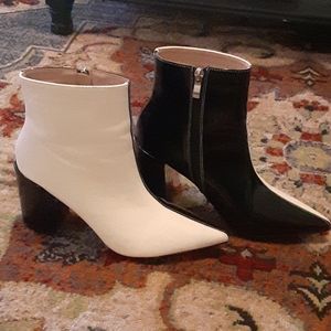 New Black and White Pointed Toe Go Go Boots